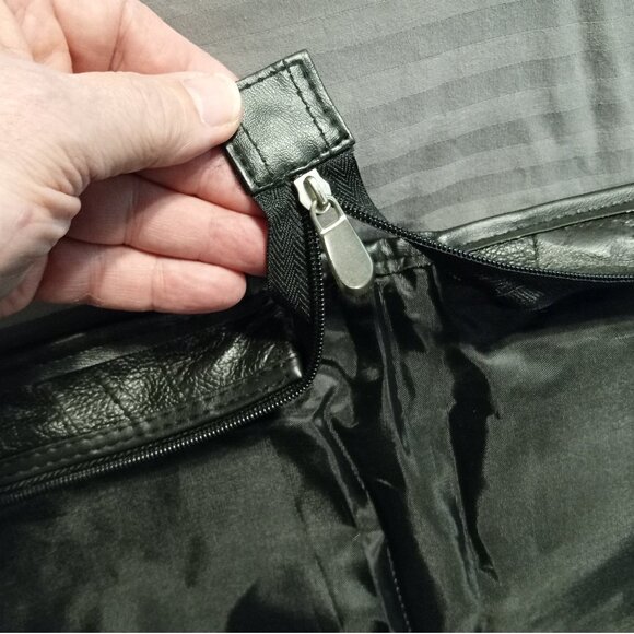 Patchwork Leather Garment Bag with embroidered Dallas Dance Festival Logo - Picture 8 of 14